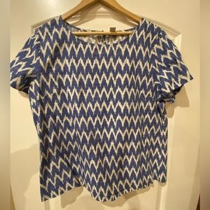 J.Crew blue and cream linen and cotton top , size large